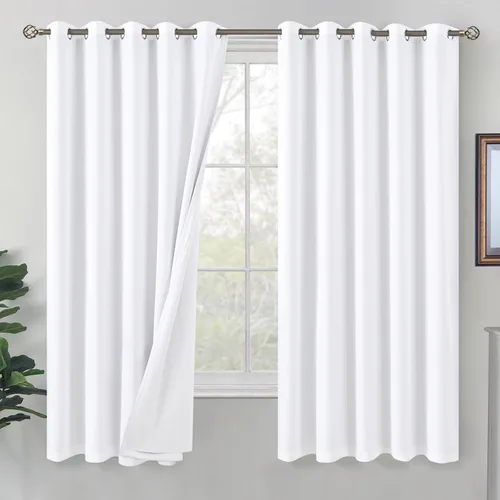 Vista 39 de BGment - Cortinas blackout blancas para dormitorio de 84 pulgadas de largo, juego de 2 paneles, cortinas para dormitorio con aislamiento térmico