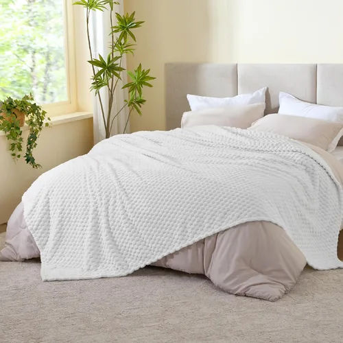 Vista 38 de BEDELITE Manta de forro polar para sofá y cama, manta decorativa de jacquard 3D de almendra, súper suave y acogedora, manta mullida cálida adecuada