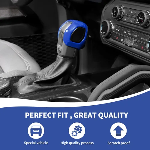 Vista 4 de RAZPOY Cubierta de la perilla de la palanca de cambios compatible con accesorios interiores Ford Bronco 2021-2025, color azul