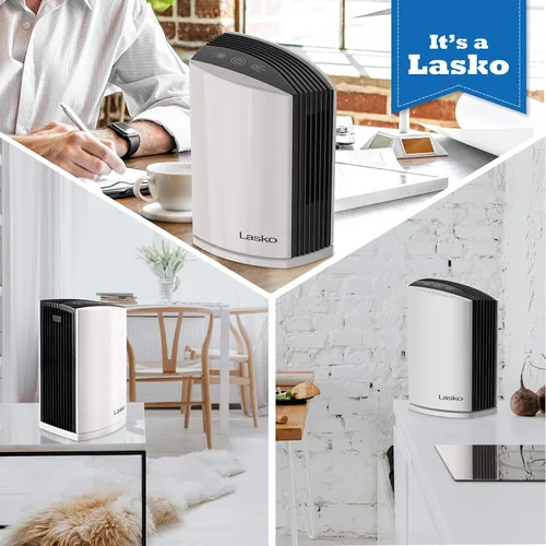 Vista 6 de Lasko LP200 - Purificador de aire de escritorio HEPA con temporizador para un entorno doméstico más limpio y fresco, filtración de 2 etapas que