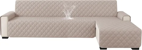 Vista 22 de XINEAGE Fundas 100% impermeables para sofá modular en forma de L, reversible, lavable, con botones de chaise plum flower, protector de muebles