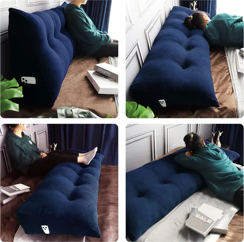 Vista 3 de Cojín triangular Vercart para cama y sofá en forma de cuña, para apoyar la espalda, para leer, soporte lumbar, con funda removible.