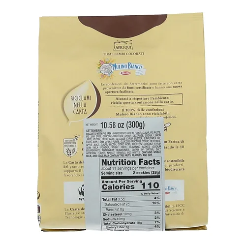 Vista 2 de Mulino Bianco Settembrini 10.58oz (300g) - Auténticas galletas italianas con relleno de higos - Perfecto aperitivo o compañero de café - Hecho