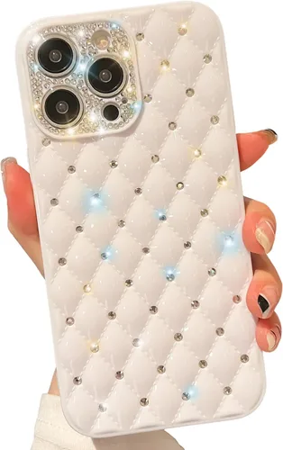 Vista 7 de Funda brillante compatible con iPhone 11 con diamantes brillantes, TPU flexible con purpurina, ajuste delgado, antideslizante, resistente a la Blanco