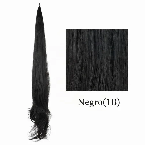 Vista 2 de IMISSU Extensión de pelo Cola de caballo Cabello flexible Colas de caballo Postizos (Negro)
