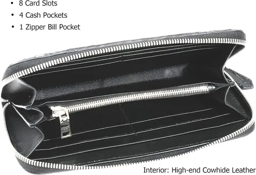 Vista 5 de Cartera de cuero de cocodrilo genuino para hombres, cartera hecha a mano de lujo, Black01, Minimalista