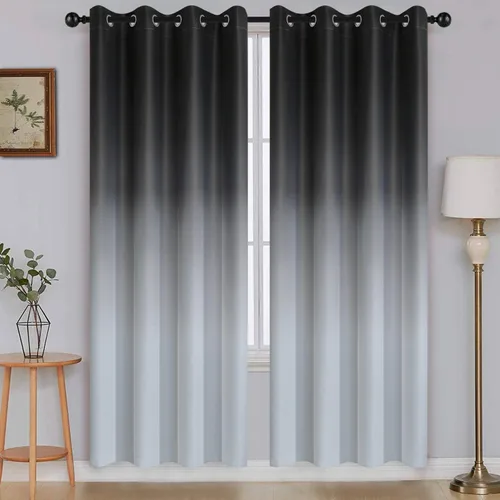 Vista 193 de SimpleHome Cortinas degradadas degradadas para oscurecer la habitación de 36 pulgadas de largo para dormitorio, con ojales y bloqueo de luz Negro