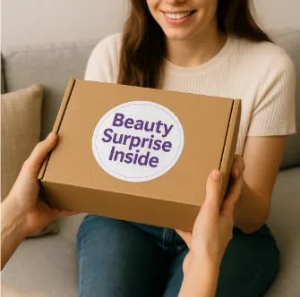 Vista 4 de Caja misteriosa de maquillaje, 6 productos de belleza de tamaño completo y viajes, lápiz labial, sombra de ojos, pinceles, paquete sorpresa