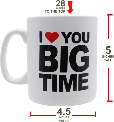 Vista 2 de Rockin Taza de café extragrande con texto en inglés "I Love You", taza gigante de 28 onzas para bebidas grandes con asa, regalo novedoso y alto