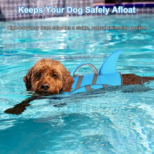 Vista 3 de Dogcheer Chaleco salvavidas para perro, tiburón, chaleco salvavidas reflectante para nadar en barco, chaleco de natación ajustable para cachorros