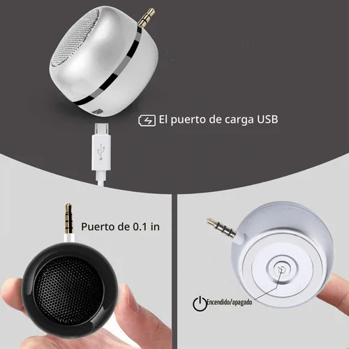 Vista 3 de Milcraft Mini altavoz con conector de entrada auxiliar de 0.138 in, altavoz portátil de 3 W para iPhone, iPod, iPad, teléfono celular, tableta
