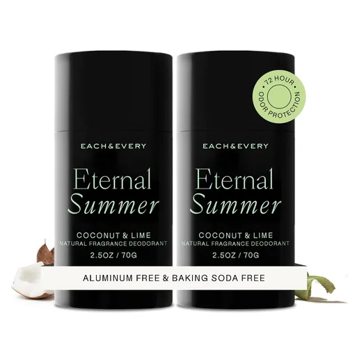 Vista 13 de Each & Every Desodorante sin aluminio para mujeres y hombres, fragancia natural, protección contra olores de 72 horas, desodorante no tóxico