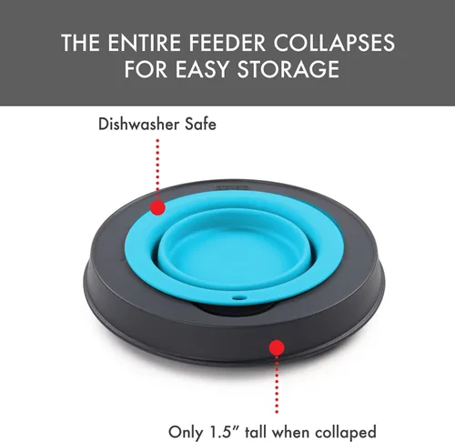 Vista 5 de Dexas Comedero elevado para mascotas, pequeño, capacidad de 1.5 tazas, azul, cuenco elevado para alimentos y agua para mascotas