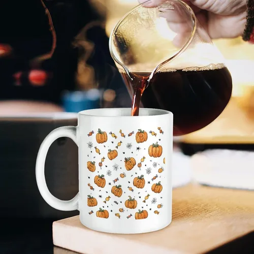Vista 5 de Taza de cerámica de calabaza con telarañas, taza de viaje para papá, regalo único para el día del padre, marido, hombres, él