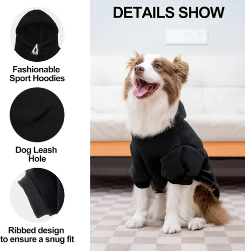 Vista 3 de EXPAWLORER Sudaderas con capucha para perros - Sudadera suave y cálida de otoño e invierno con agujero para correa, ropa de invierno y otoño