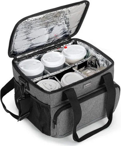 Vista 8 de Trunab - Portabebidas para 6 tazas, bolsa de mano aislada, color negro