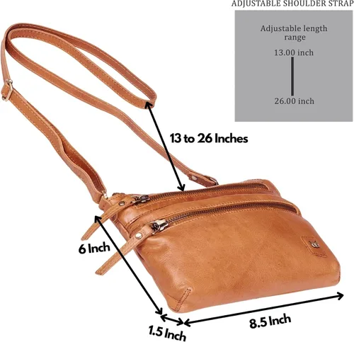 Vista 2 de Wise Owl Accessories Bolso bandolera pequeño de cuero real para mujer, bolso cruzado de moda
