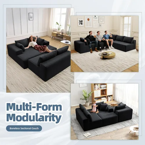 Vista 8 de Cloud Couch Sofá Seccional en Forma de U, Sofás Modulares Blandos de 134 pulgadas para Sala de Estar, Sofá de Asiento Profundo de Pana con 2 Chaise