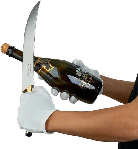 Vista 5 de Resafy Sable de champán con caja de madera - Abreespada de cuchillo de champán para regalo de boda de fiesta (azul)