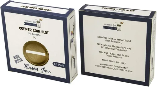 Vista 4 de Insertos de tapa de banco de monedas de cobre para tarros de masón, bola, conservas (paquete de 10, boca ancha)