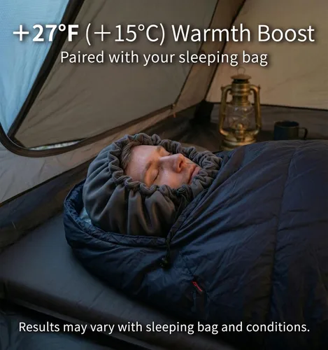 Vista 2 de Litume Fleece Sleeping Bag Liner for Cold Weather, Mummy Sack Adds 27F