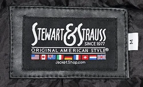 Vista 3 de Stewart & Strauss Chaqueta Varsity Letterman original desde 1977 (48 colores del equipo) Lana y cuero XXS a 6XL