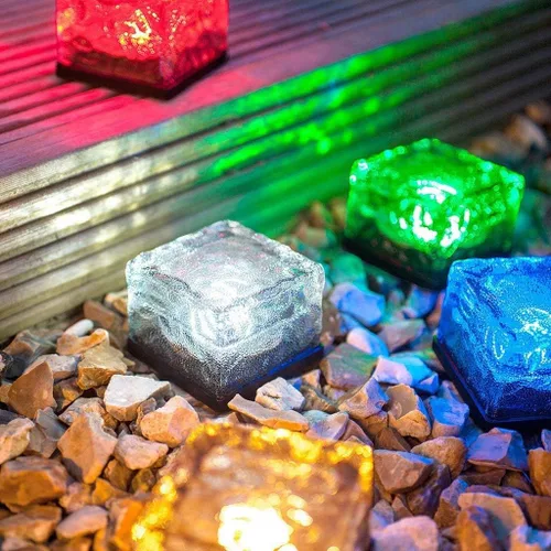 Vista 7 de Luces de pavimentación solares para bordes de paisaje, 1 paquete, adoquines cuadrados de luz que cambian de color para patio exterior, ladrillos