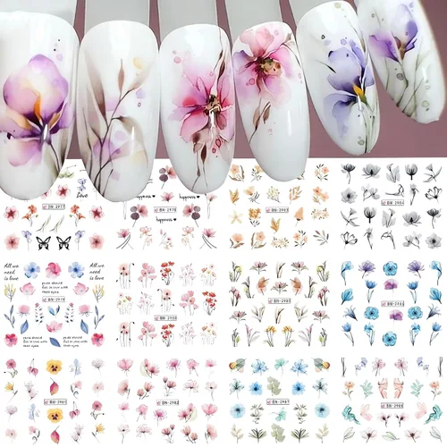 Vista 11 de SINSEN Calcomanías de arte de uñas de mariposa, mariposas coloridas de primavera y verano, bonitas decoraciones de arte de uñas para mujeres