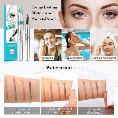 Vista 2 de Lápiz de cejas Microblading Pen Micro 4 Point Brow Pen Lift & Snatch Maquillaje de cejas de larga duración Impermeable y a prueba de manchas Cabello