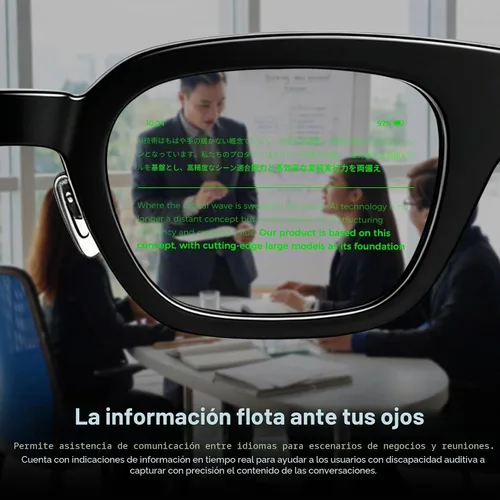 Vista 2 de Lentes inteligentes AR con pantalla de visualización, cámara HD integrada y control de anillo, lentes de teleprompter de privacidad AI HUD