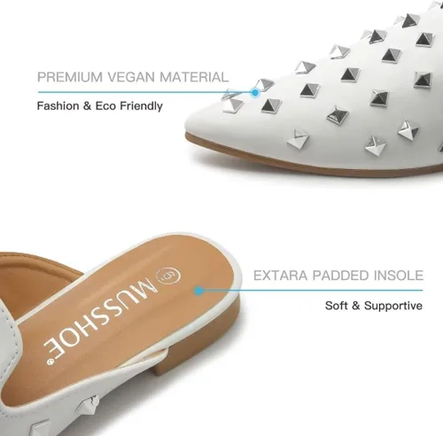 Vista 3 de MUSSHOE - Zuecos puntiagudos para mujer, planos y cómodos
