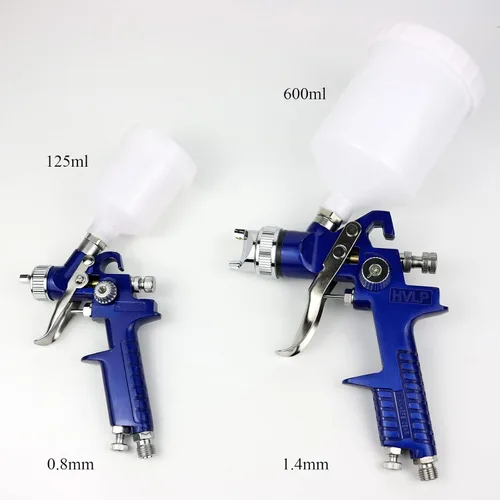 Vista 5 de HVLP - Juego de pistola pulverizadora por gravedad de aire, pistola de pintura para automóvil, 2 en 1 con 0.055 in, 20.3 fl oz y 0.031 in, 5.1 fl