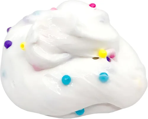 Vista 4 de Cra-Z-Slimy Cake Batter Slime – 24 onzas, baba de color blanco extra grande perfumada con cuentas de chispas coloridas – Divertido de textura