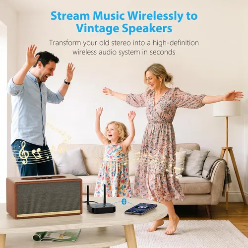 Vista 3 de [Actualizado] 1Mii B06Pro Receptor Bluetooth de largo alcance, adaptador de audio inalámbrico HiFi, receptor Bluetooth 5.3 con envolvente 3D aptX HD