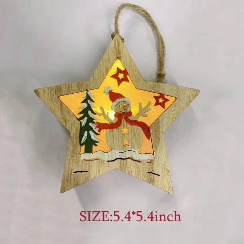 Vista 5 de Adornos de Navidad con forma de árbol de muñeco de nieve, luz colgante para Navidad, cumpleaños, fiesta, decoración artística (muñeco de nieve)