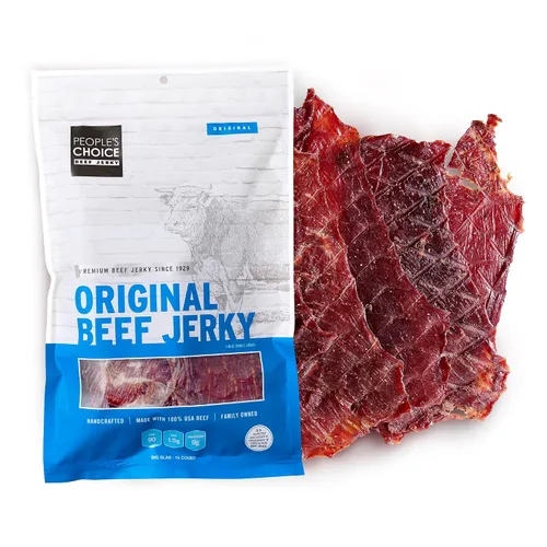 Vista 6 de People's Choice Beef Jerky – Losa Grande Caliente y Picante – Músculo Entero, Rebanadas Finas, Textura de Carne Seca en Losa – 9g de Proteína por