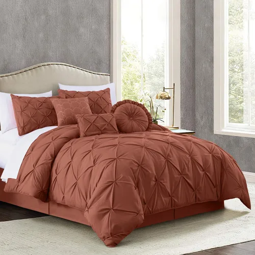 Vista 36 de Chezmoi Collection - Juego de ropa de cama modelo Sydney, 7 piezas, con pliegues decorativos