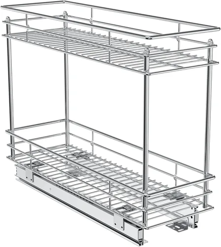 Vista 14 de ROOMTEC Organizador de gabinete extraíble de 3 niveles para gabinete estrecho (5.5 pulgadas de ancho x 20.5 pulgadas de profundidad), organizador