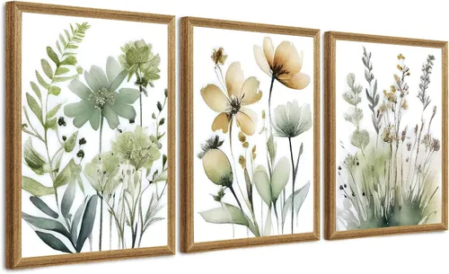 Vista 11 de SYWENNOI 3 piezas de arte de pared de playa con marco de madera, juego de 3 impresiones costeras, conchas marinas, estrellas de mar, olas, orilla