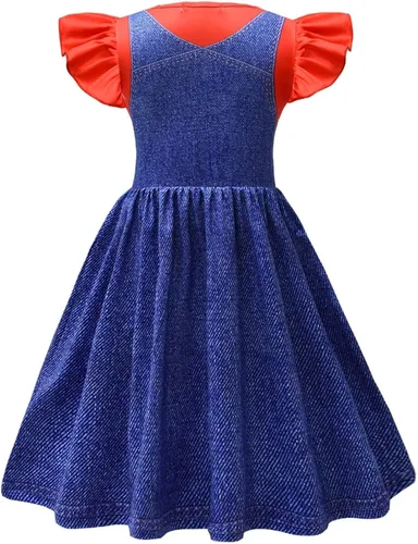 Vista 3 de NE2HAN Disfraz de súper niña con bigote para 3-12 años