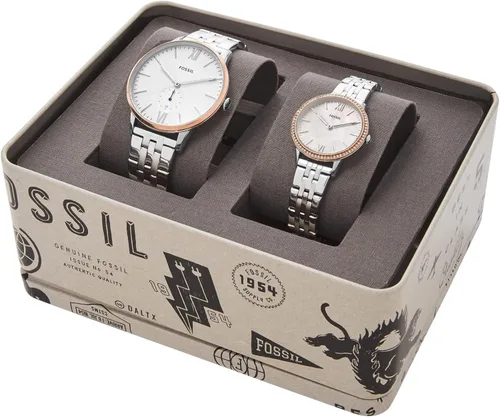 Vista 4 de Fossil Juego de regalo de reloj de acero inoxidable para él y ella
