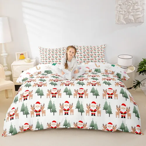 Vista 56 de Feelyou Juego de ropa de cama de Navidad gris para niños, tamaño individual, funda de edredón enana de Navidad para niños, niñas, adolescentes