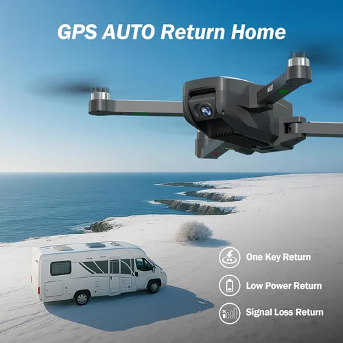 Vista 3 de Dron GPS con cámara 4K para adultos Cámara IMX SENS Tarjeta SD, retorno automático a casa, menos de 249g, cuadricóptero plegable GPS RC profesional