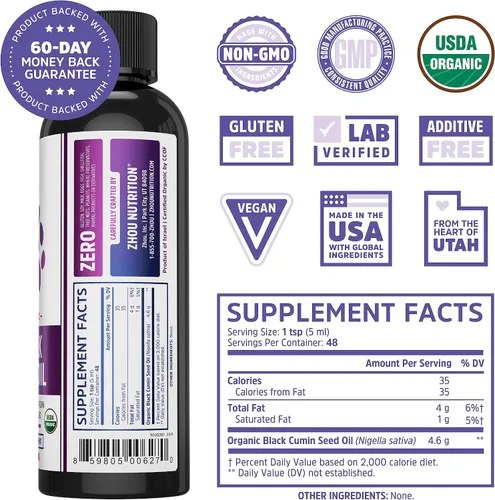 Vista 6 de Shilajit - Resina Shilajit orgánica pura del Himalaya de 600 mg, aceite de semilla negra orgánico Zhou 100% virgen prensado en frío Omega 3 6 9