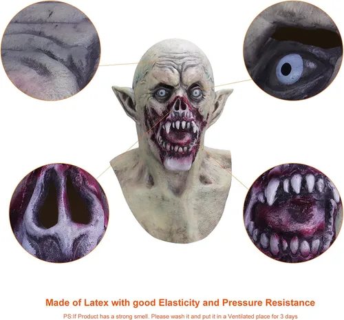 Vista 6 de Demi Sharky Scary Vampire Monster Mask, Creepy Adult Bloody Haed Mask for Halloween Costume Cosplay Party Props
