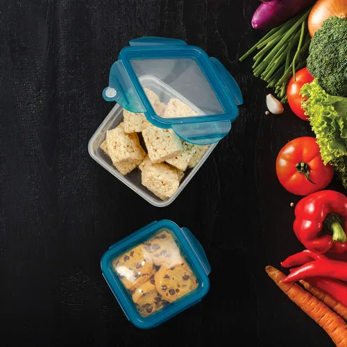 Vista 7 de Handy Gourmet Flexi-Top - Recipientes reutilizables, sin BPA, cuadrados, juego de 2