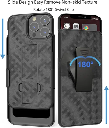 Vista 8 de Ailiber Funda compatible con iPhone 13 Pro, funda para iPhone 13 Pro con protector de pantalla, clip giratorio para cinturón, soporte de soporte