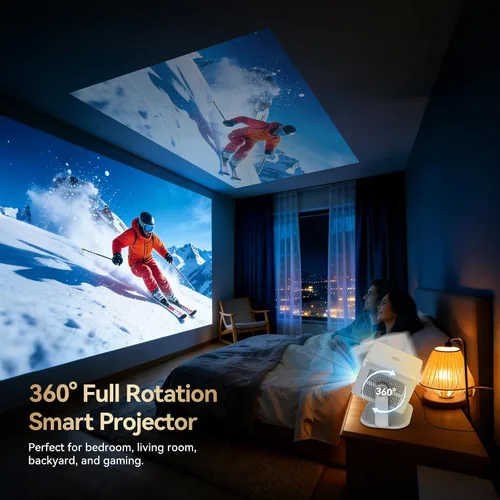 Vista 14 de Proyector para exteriores con Netflix integrado, soporte 4K, proyector inteligente de brillo 3500 con WiFi y Bluetooth, enfoque automático y Plateado