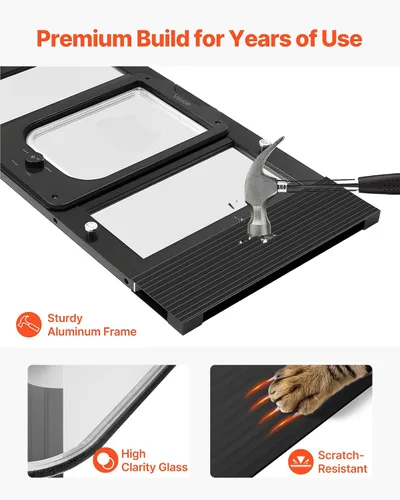 Vista 6 de VEVOR Puerta de gato para ventana, ajustable para adaptarse a un ancho de ventana de 27 a 32 pulgadas, 4 modos de bloqueo seguro, marco de aluminio