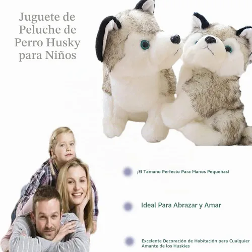 Vista 2 de Peluche de perro Husky de 9.8 pulgadas, cachorro de peluche